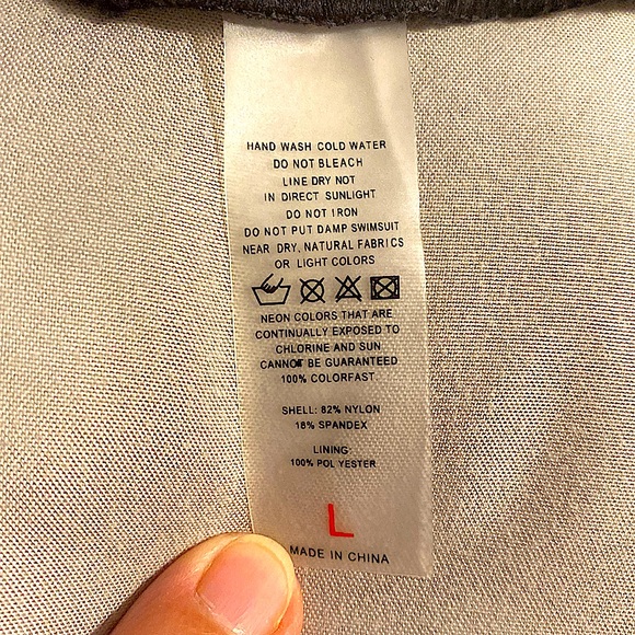 NWOT Bathing Suit Beach Shorts, Black, Sz. L, Drawstring Waist - Picture 6 of 7